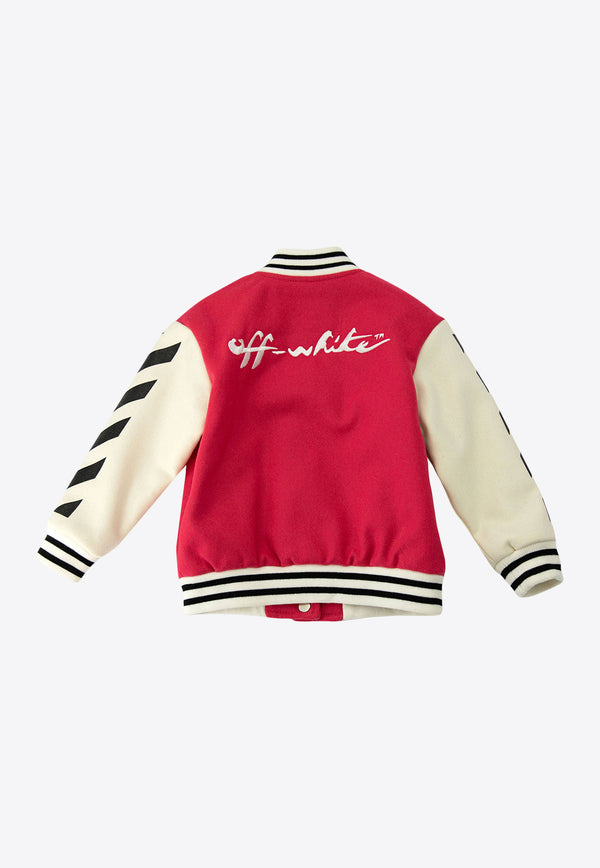 Off-White Kids Girls Logo Patches Bomber Jacket OGEH001S23FAB001-3210 Multicolor