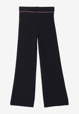 Off-White Kids Girls Embroidered Logo Ribbed Pants Black OGHG001F24-AKNI001/P_OFFW-1030