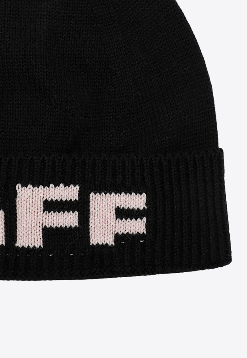 Off-White Logo Ribbed Beanie OGLC001F25KNI002/R_OFFW-103C