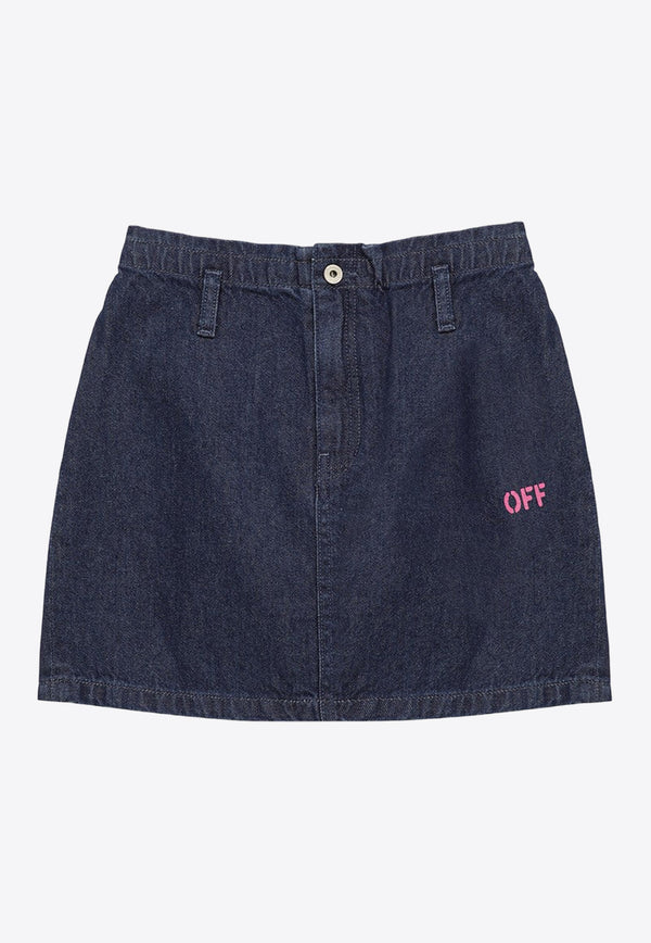 Off-White Kids Girls Logo Embroidered Mini Denim Skirt Blue OGYF007S24-BDEN001/O_OFFW-4632