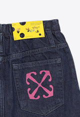 Off-White Kids Girls Logo Embroidered Mini Denim Skirt Blue OGYF007S24-BDEN001/O_OFFW-4632