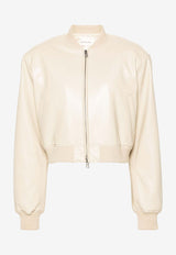 The Frankie Shop Micky Cropped Bomber Jacket Cream OJAMIC046CREAM