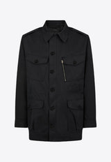 Tom Ford Enzyme Twill Army Jacket OJM012-FMC054F23 LB999 Black