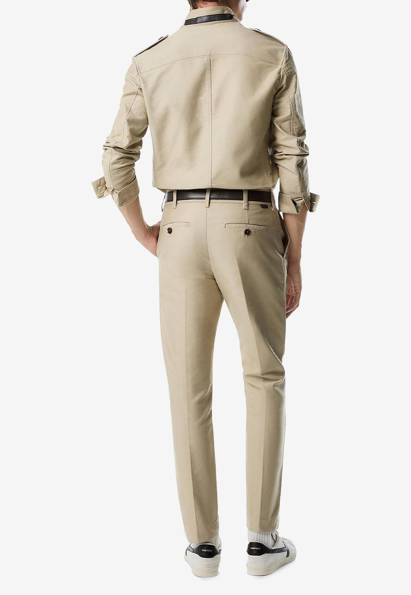 Tom Ford Stand Collar Overshirt OJS011-FMC171S25 JB255 Beige