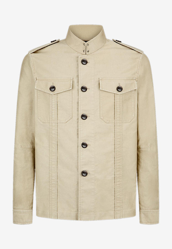 Tom Ford Stand Collar Overshirt OJS011-FMC171S25 JB255 Beige
