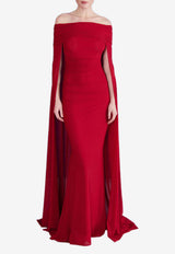 Talbot Runhof Off-Shoulder Draped Gown OL0104-04 KE15 374RED