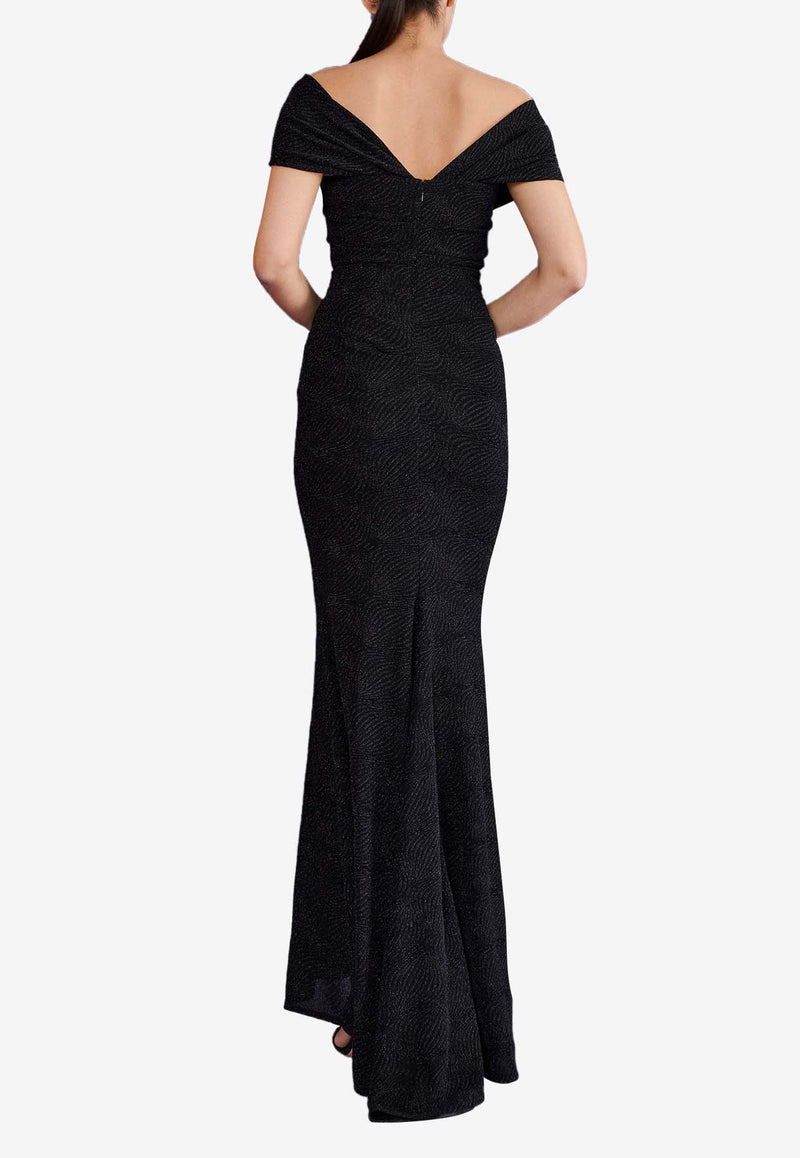 Talbot Runhof Off-Shoulder Draped Gown OL0694-01 MO20 999BLACK