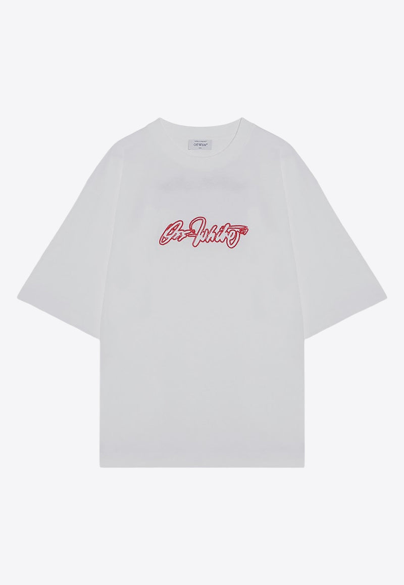 Off-White Logo Print Crewneck T-shirt White OMAA120F24JER00F/P_OFFW-0125