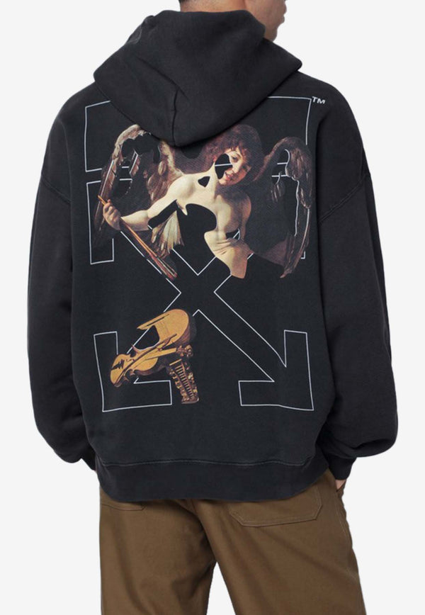 Off-White Cupid Arrow Print Faded Hooded Sweatshirt Black OMBB085F25FLE011/R_OFFW-1301