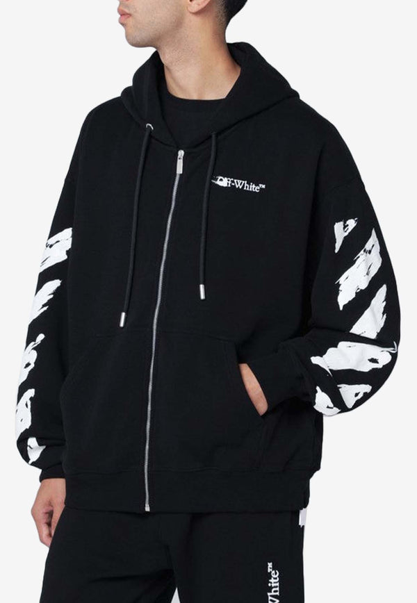 Off-White Brushstroke Arrow Print Zip-Up Hoodie Black OMBE015F25FLE002/R_OFFW-1001