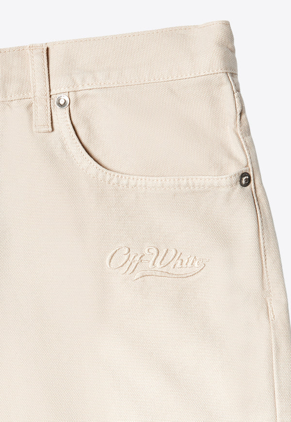 Off-White Logo Denim Shorts OMCB084S23FAB001-6161 Beige