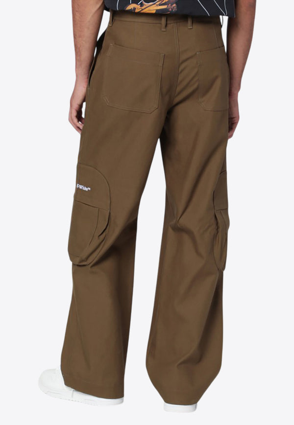 Off-White Logo Patch Cargo Pants Green OMCF04DF25FAB001/R_OFFW-5801