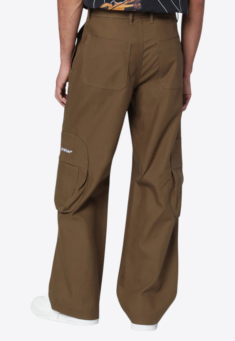 Off-White Logo Patch Cargo Pants Green OMCF04DF25FAB001/R_OFFW-5801