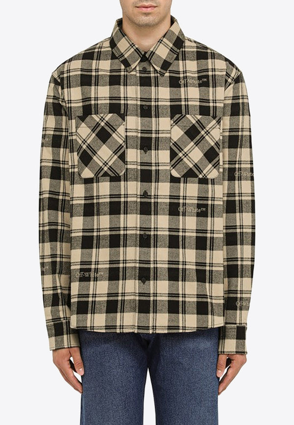 Off-White Plaid Check Long-Sleeved Shirt Beige OMGE030F23FAB001/N_OFFW-1900