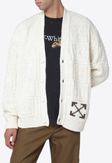 Off-White Intarsia Knit Arrow Wool Cardigan Cream OMHB02LF25KNI001/R_OFFW-0B58