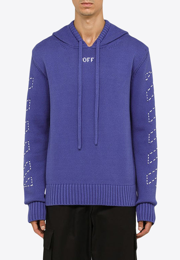 Off-White Stitch Arrows Knitted Hoodie Blue OMHU014F23KNI001/N_OFFW-6901
