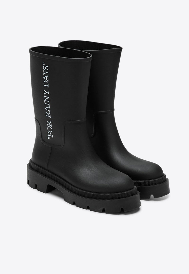 Off-White For Rainy Days Print Rubber Boots Black OMIE00BC99MAT001/P_OFFW-1001