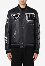 Off-White Leather Varsity Bomber Jacket Black OMJA122C99LEA001/P_OFFW-1010