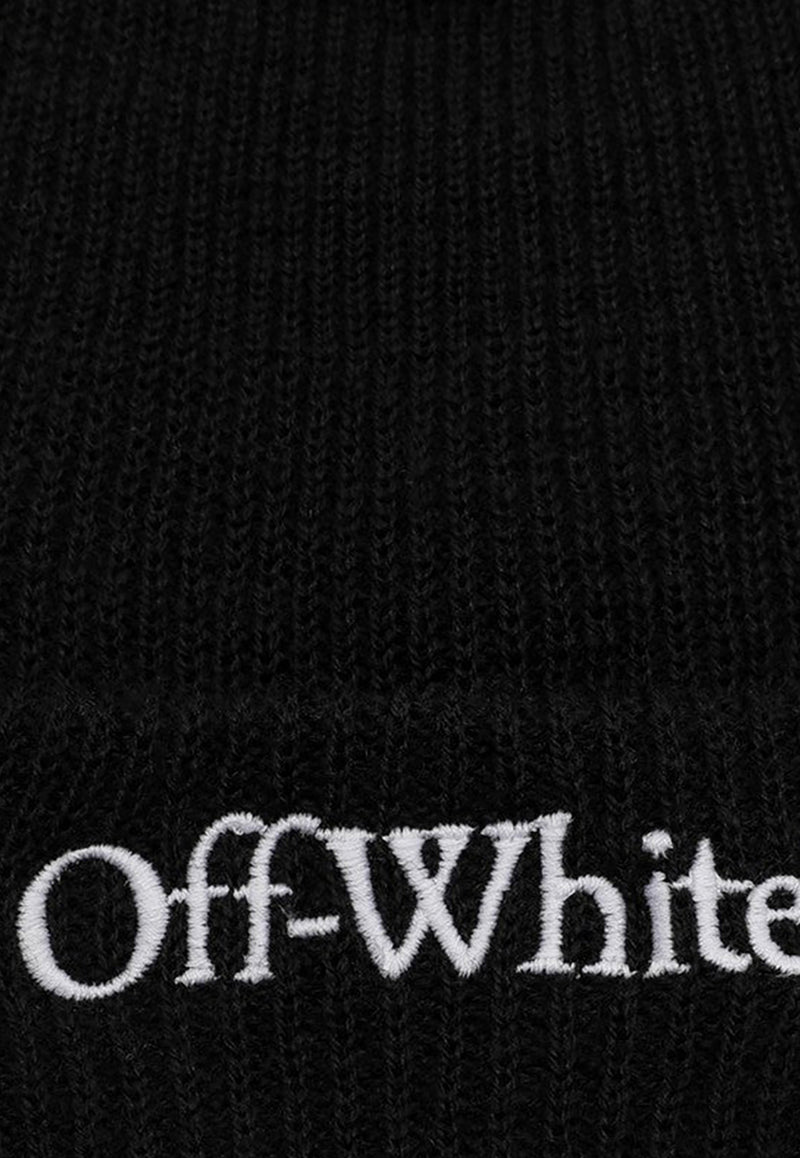 Off-White Logo Embroidered Wool Beanie Black OMLC048C99KNI001/P_OFFW-1001