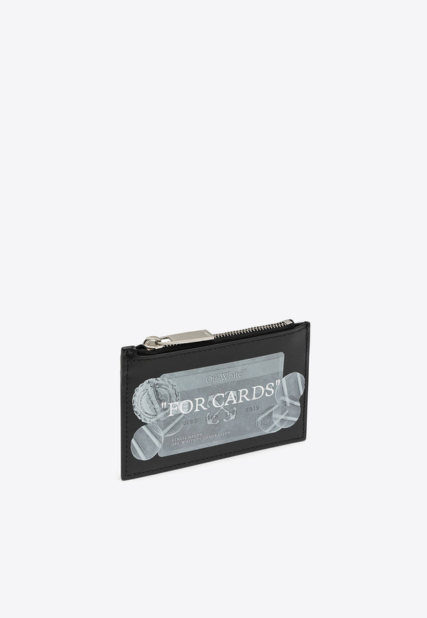 Off-White Quote Bookish Leather Zip Cardholder Black OMND085S24LEA001/O_OFFW-1001