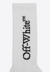 Off-White Ribbed Logo Socks White OMRA085C99KNI001/Q_OFFW-0110