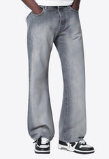 Off-White Washed Straight-Leg Jeans Gray OMYA18JS26DEN003/S_OFFW-0020