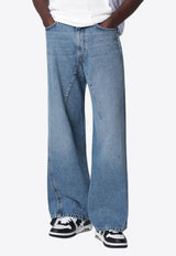 Off-White Washed Straight-Leg Jeans Blue OMYA197S26DEN001/S_OFFW-4000