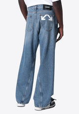 Off-White Washed Straight-Leg Jeans Blue OMYA197S26DEN001/S_OFFW-4000