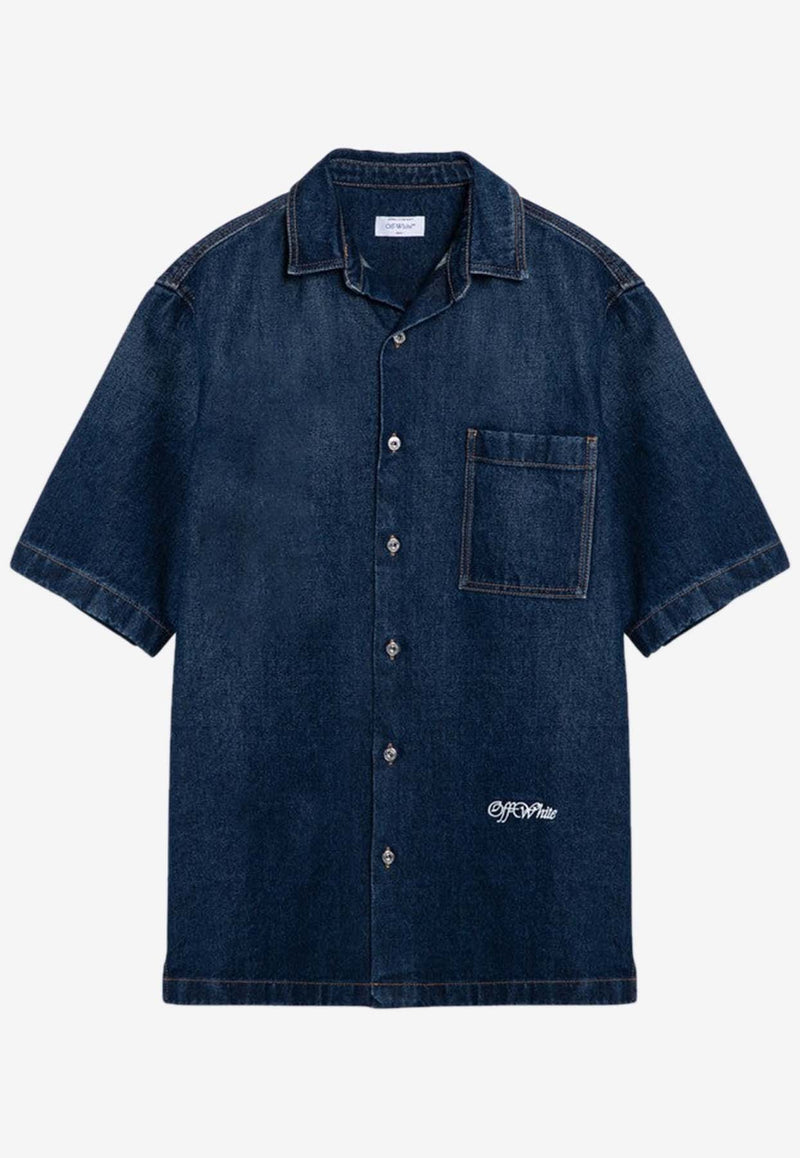 Off-White Short-Sleeved Denim Overshirt Blue OMYD05AF24DEN001/P_OFFW-4403