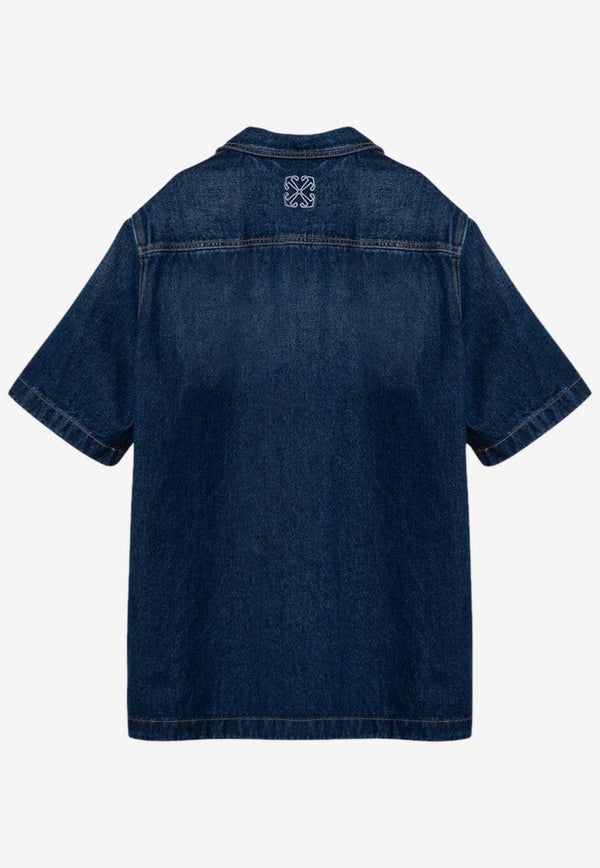 Off-White Short-Sleeved Denim Overshirt Blue OMYD05AF24DEN001/P_OFFW-4403