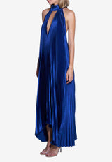 L'IDEE Opera Halterneck Plisse Gown Blue OPEG0023DABLUE