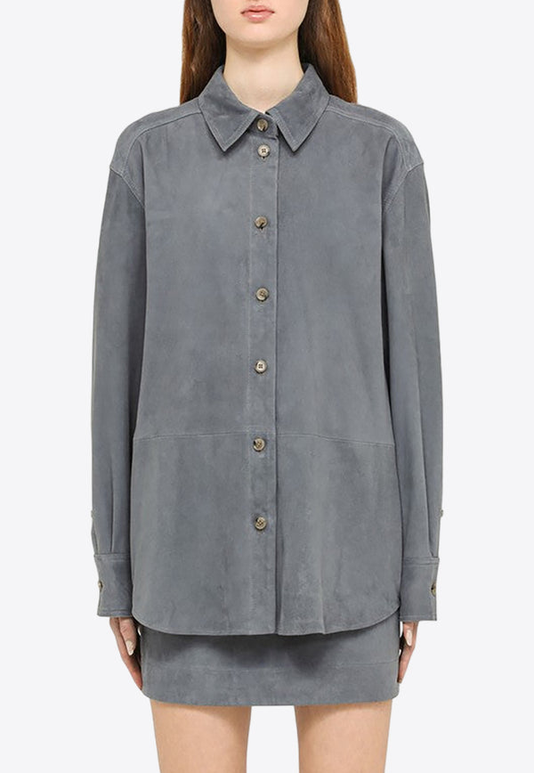Loulou Studio Suede Overshirt ORASUE/M_LOULO-BL