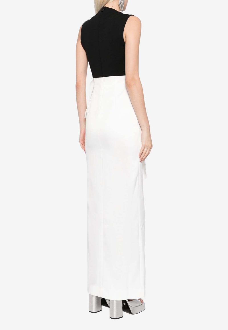 Solace London Ally Two-Tone Draped Maxi Dress White OS29051BLACK/WHITE