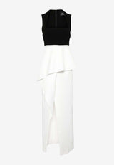 Solace London Ally Two-Tone Draped Maxi Dress White OS29051BLACK/WHITE