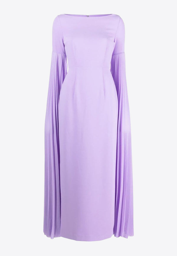 Solace London Grace Pleated-Sleeve Maxi Dress OS31012LILAC/LAVENDAR