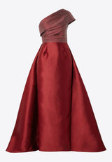 Solace London Alba One-Shoulder Crystal Embellished Gown Red OS35008ARED