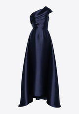 Solace London Alba One-Shoulder Satin Gown Navy OS35008NAVY