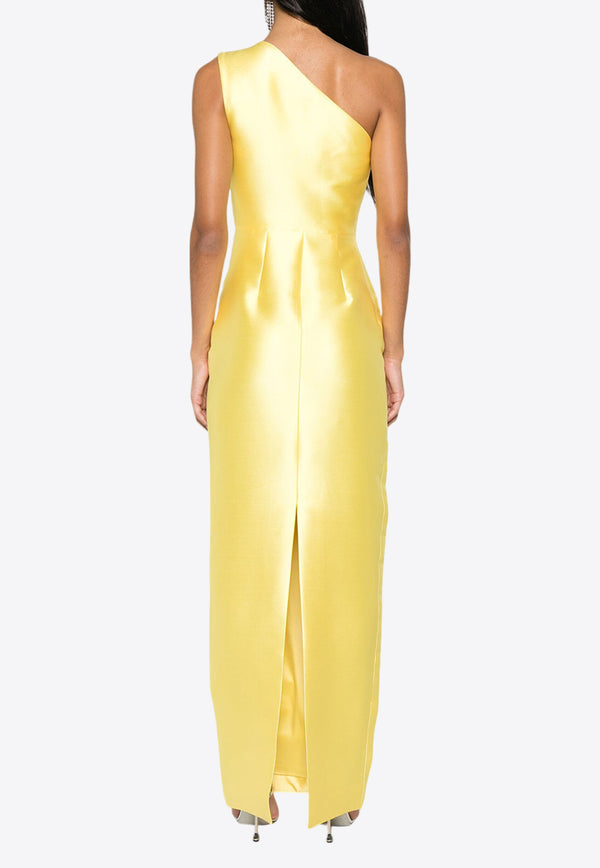 Solace London Kira One-Shoulder Satin Gown Yellow OS37025YELLOW