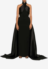 Solace London Rumi Halterneck Crepe Gown Black OS38014BLACK