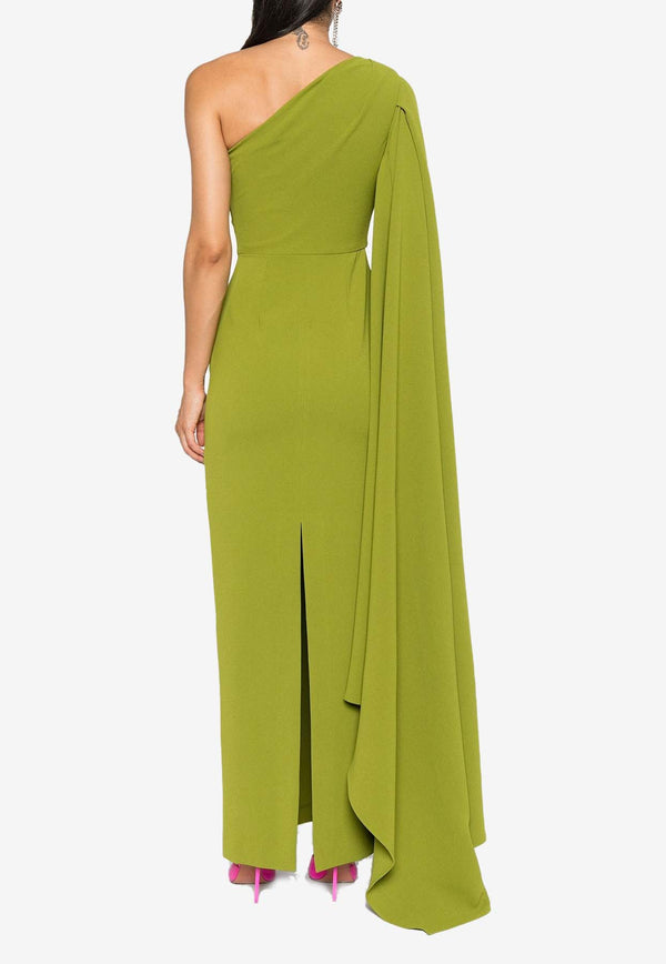 Solace London Daria One-Shoulder Maxi Dress Green OS41004GREEN