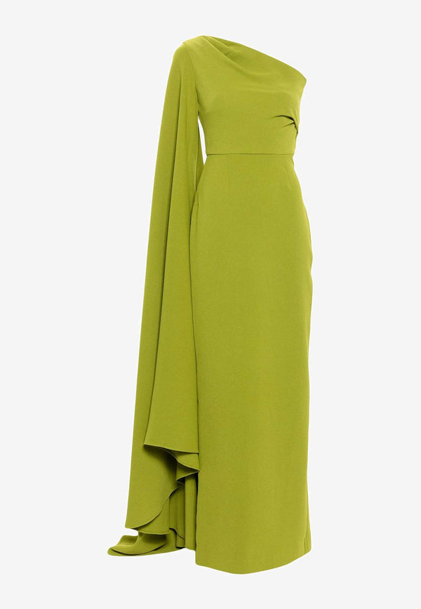 Solace London Daria One-Shoulder Maxi Dress Green OS41004GREEN