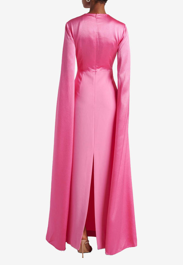 Solace London The Adley Crepe Cape Gown Pink OS41012LIGHT PINK