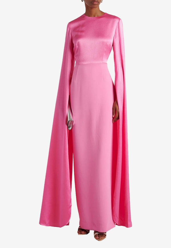 Solace London The Adley Crepe Cape Gown Pink OS41012LIGHT PINK