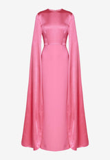 Solace London The Adley Crepe Cape Gown Pink OS41012LIGHT PINK