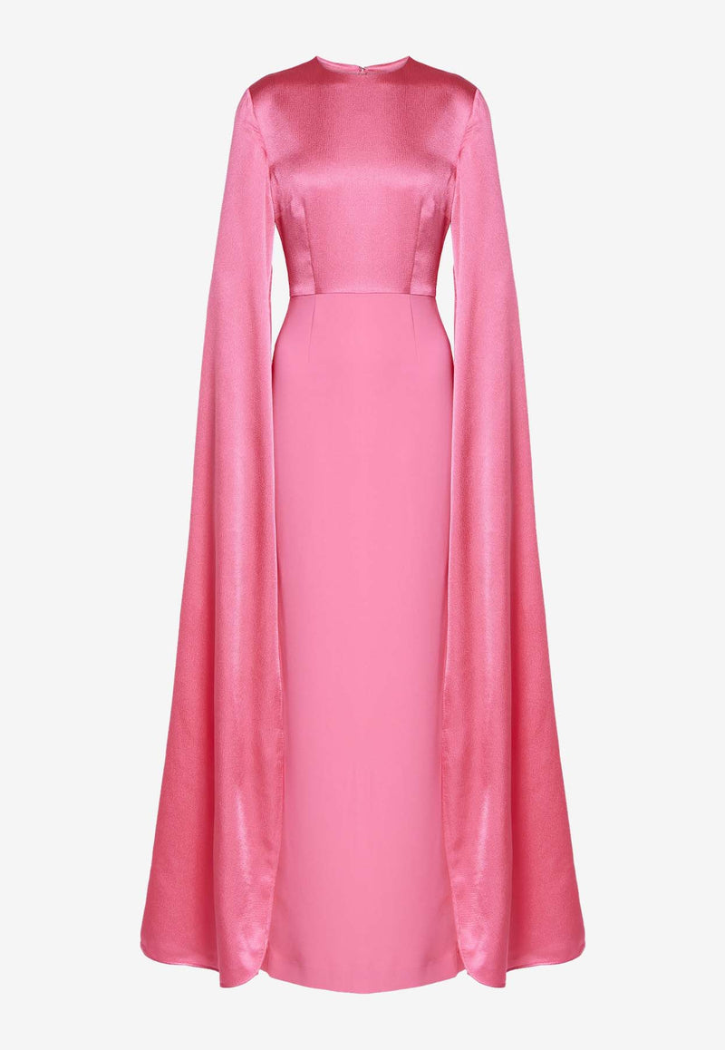 Solace London The Adley Crepe Cape Gown Pink OS41012LIGHT PINK