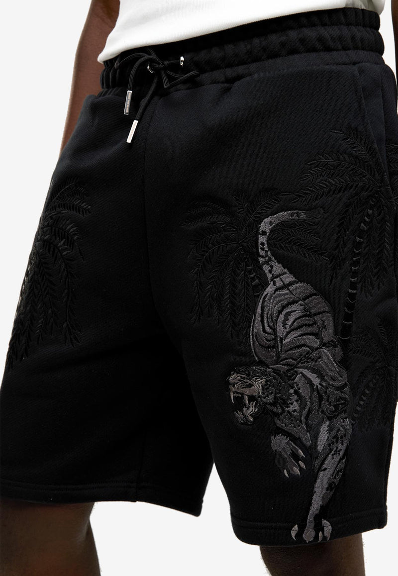 ONLY THE BLIND Nocturnal Tiger Embroidered Shorts Black OTB-BS1477_BLACK