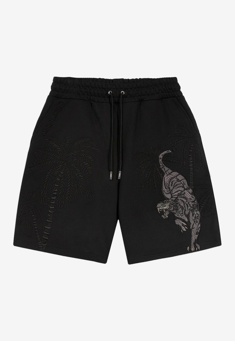 ONLY THE BLIND Nocturnal Tiger Embroidered Shorts Black OTB-BS1477_BLACK