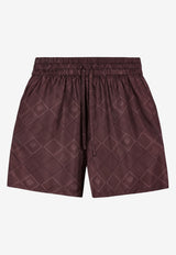 ONLY THE BLIND Faded Monogram Print Silk Shorts Rust OTB-BS1499_RUST