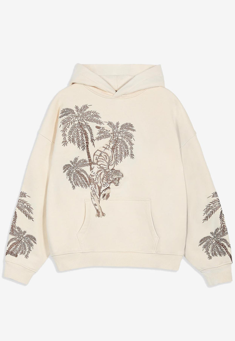 ONLY THE BLIND Sandstorm Tiger Embroidered Hooded Sweatshirt Beige OTB-H1479_BEIGE