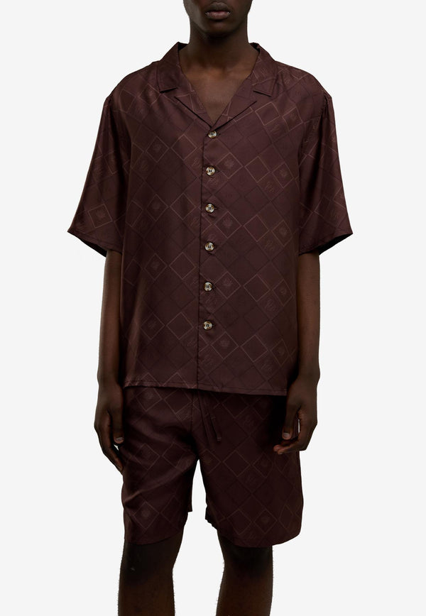 ONLY THE BLIND Faded Monogram Bowling Shirt Rust OTB-SH1498_RUST